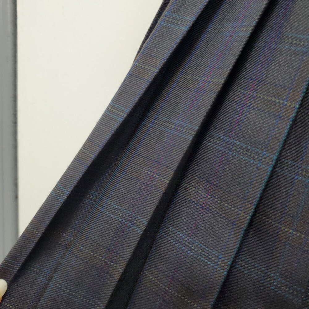 Vintage Navy Pleated A-Line Skirt - Picture 2 of 6